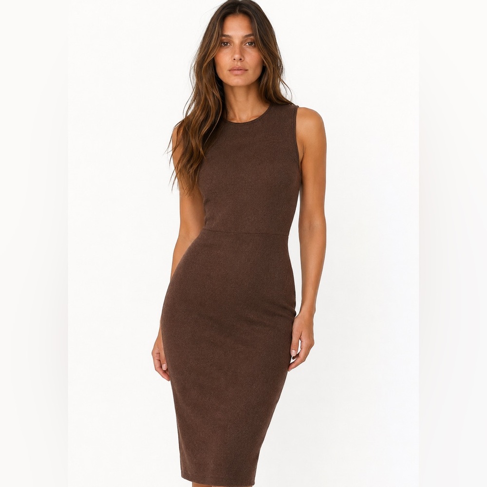 Ralph Lauren Black Label Vintage Wool Cashmere Leather Trim Dress Size 2
